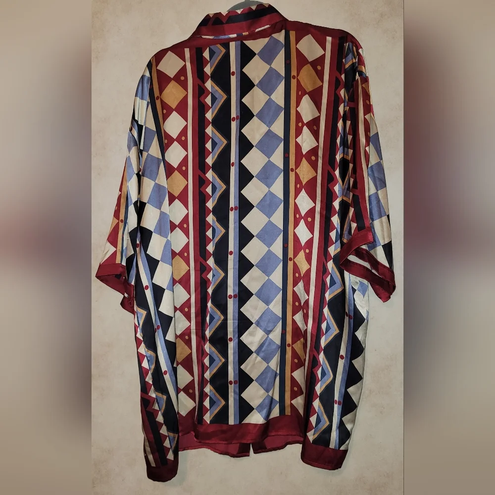 Vintage Ceta Italiana 100% Silk S/S Shirt Blue Men’s 3XL *Flaw* - Picture 2 of 7